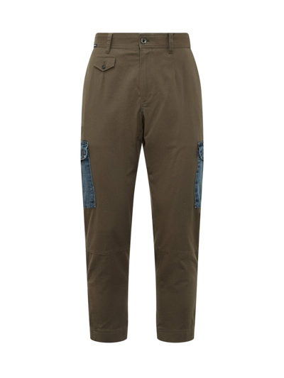 Dolce & Gabbana Patched Pocket Cropped Cargo Trousers In Green