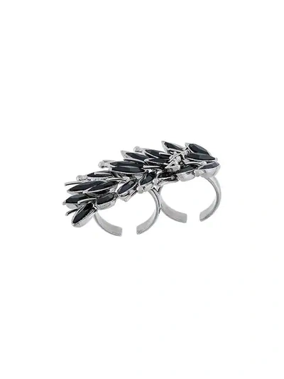 Saint Laurent Crystal Marquis Two-finger Ring