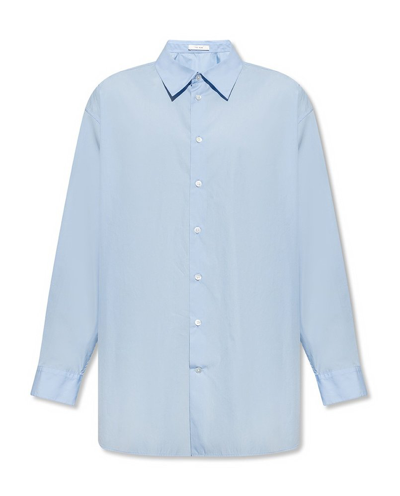 The Row Lukre Long-sleeved Cotton Shirt In Blue