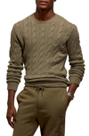 Ralph Lauren Mens Moss Melange Cable-knit Cashmere Jumper M