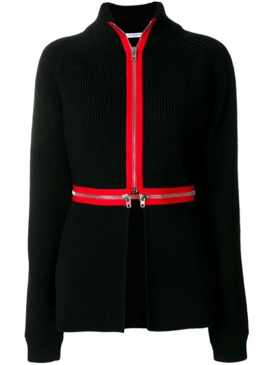 Givenchy Zip Cutaway Knit Cardigan In Black