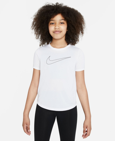 Nike One Big Kids' (girls') Dri-fit Short-sleeve Training Top In White