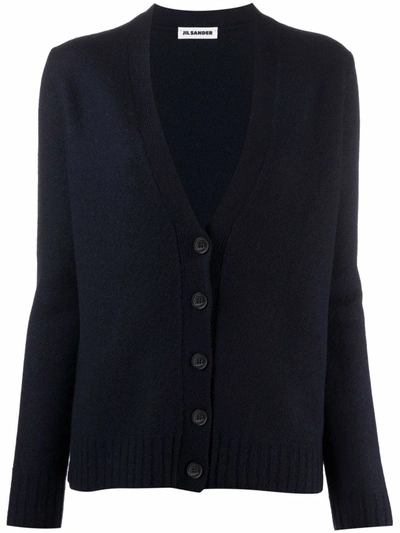 Jil Sander V-neck Knit Cardigan In Blau