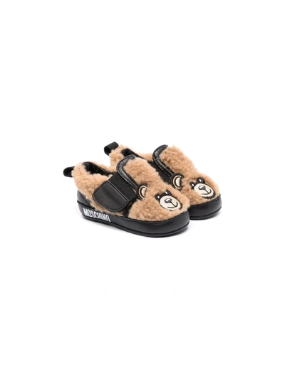 Moschino Babies' Teddy Bear First Steps Shoes In Beige