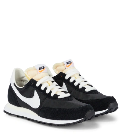 Nike Kids' Waffle Trainer 2 Suede-trimmed Sneakers In Black/ White/ Sail/ Orange