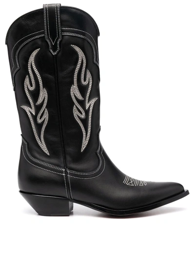Sonora 35mm Santafe Leather Western Boots In Black