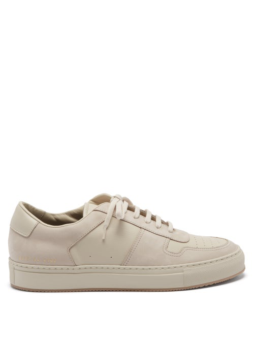 Common Projects Bball Saffiano And Nubuck Sneakers In Light Beige |