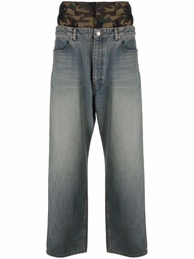 Balenciaga Hybrid High-rise Wide-leg Jeans In Blue