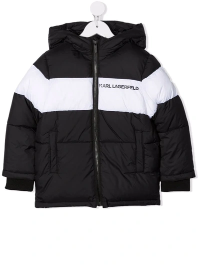 Karl Lagerfeld Teen Hooded Padded Jacket In Black