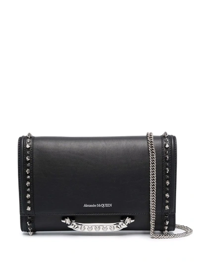 Alexander Mcqueen Studded Leather Clutch Bag In Schwarz