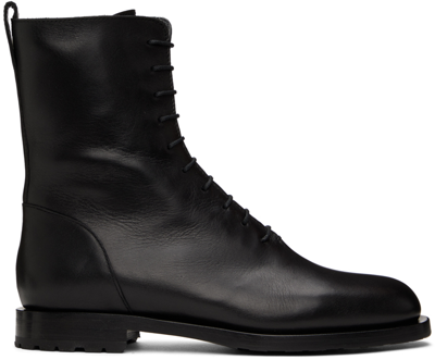 Manolo Blahnik 20mm Planigia Leather Ankle Boots In 15 Blck