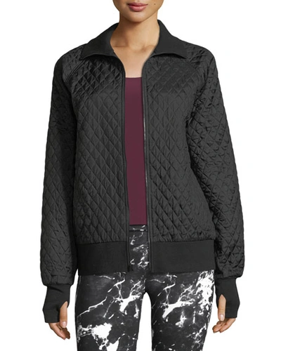 Norma Kamali Zip-front Quilted Bomber Jacket In Black