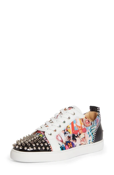 Christian Louboutin "louis Junior Spikes Orlato" Sneakers In Multi/ Silver