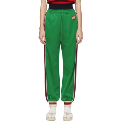 Gucci Green Gg Patch Lounge Trousers In 3285 Clover Green/m
