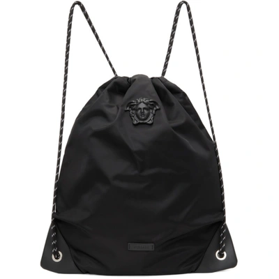 Versace Black 'la Medusa' Drawstring Backpack In D41np Black Palladiu