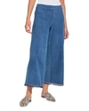 Lyssé Shiloh Palazzo Wide Leg Fringe Crop Denim Leggings In Blue