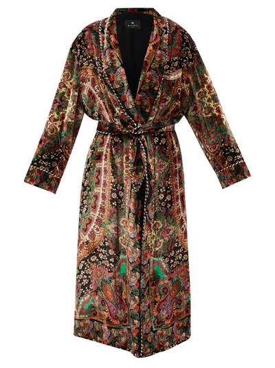 Etro Floral Paisley Velvet Coat In Black | ModeSens