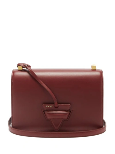 Loewe Barcelona Leather Shoulder Bag In Burgundy