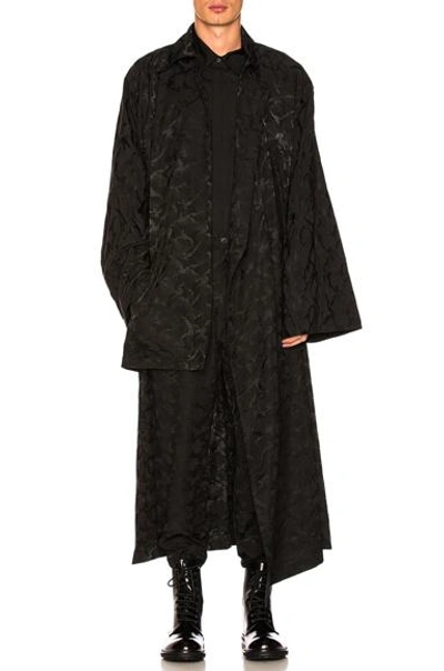 Yohji Yamamoto Camouflage Dolman Coat In Black