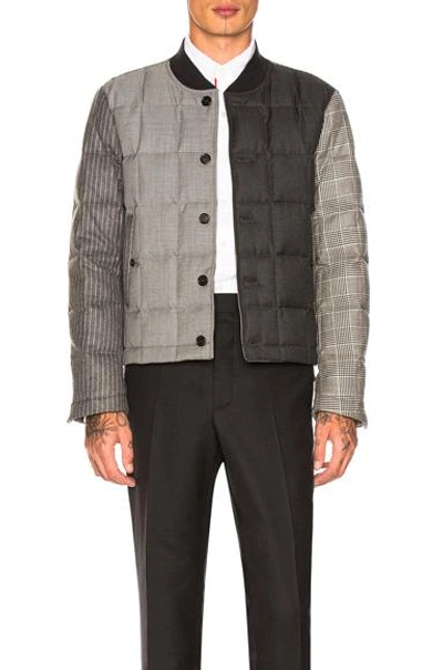 Thom Browne Button Front Down Jacket In Black & White