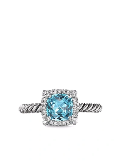 David Yurman Sterling Silver Petite Chatelaine Ring With Blue Topaz & Diamonds - 100% Exclusive