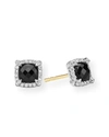 David Yurman Sterling Silver Chatelaine Black Onyx Stud Earrings With Diamonds - 100% Exclusive