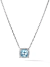 David Yurman Sterling Silver Chatelaine Blue Topaz & Diamond Pendant Necklace, 18 - 100% Exclusive