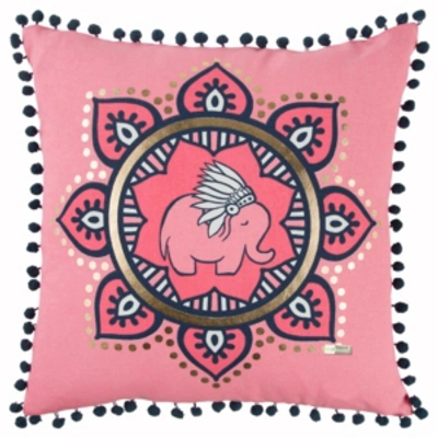 Rizzy Home Simply Southern Elephants Decorative Pillow, 18" X 18" In Pink