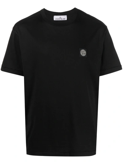 Stone Island Brand-patch Cotton-jersey T-shirt In Black