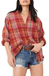 Free People Summer Daydream Plaid Button-up Shirt In Berry Combo