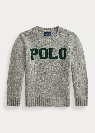 Polo Ralph Lauren Kids' Little Boy's & Boy's Logo Wool-blend Sweater In Grey Donegal