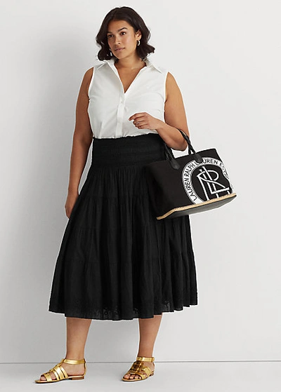 Lauren Woman Cotton-linen Voile Peasant Skirt In Polo Black