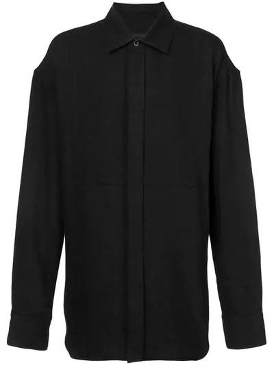 Ann Demeulemeester Oversized Wool Shirt In Black