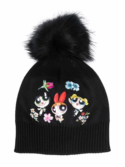 Monnalisa Kids' Powerpuff Girls Bobble Hat In Black