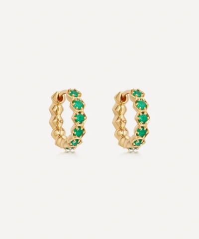 Astley Clarke Deco 18ct Yellow Gold-plated Vermeil Sterling Silver And Green Agate Hoop Earrings