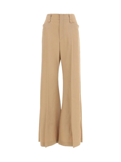 Chloé Wide-leg Pleated Linen-voile Trousers In Beige