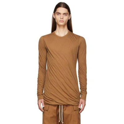 Rick Owens Tan Double Long Sleeve T-shirt In Brown