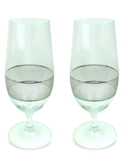 Michael Wainwright Panthera Platinum 2-piece Stemmed Water Glass Set In Gray