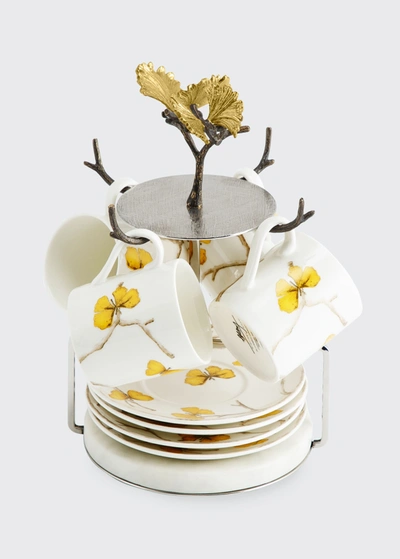 Michael Aram Butterfly Ginkgo 9-piece Teacup, Saucer, & Stand Demi Set