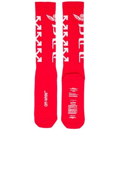 Off-white Parachute Socks In Red. In Red & White