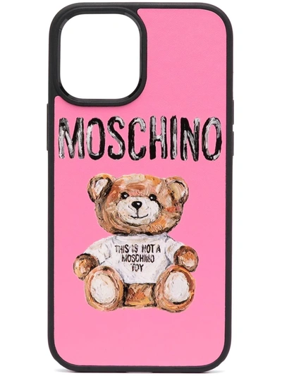 Moschino Teddy Bear Iphone 12 Pro Max Cover In Fuchsia