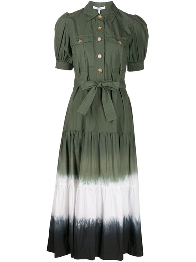 Derek Lam 10 Crosby Buffy Belted Tiered Ombr Cotton Midi Shirt Dress In  Loden | ModeSens