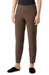 Eileen Fisher High-waist Washable Stretch Crepe Slim Pants In Cocoa