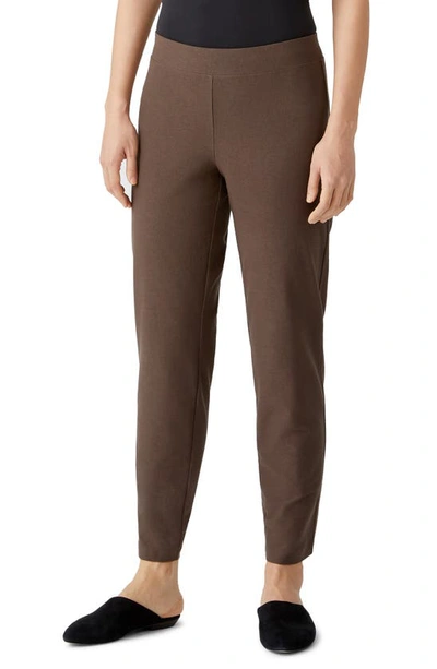 Eileen Fisher High-waist Washable Stretch Crepe Slim Pants In Cocoa