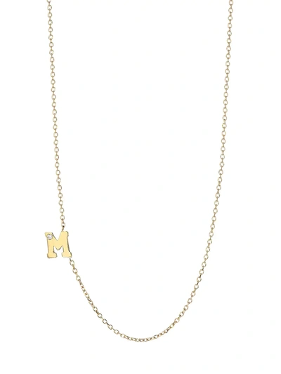 Anzie Love Letter 14k Yellow Gold Single Diamond Initial Necklace In Initial M