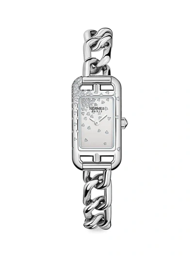 Herm S Nantucket 29mm Stainless Steel & Diamond Bracelet Watch In Silver