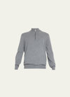 Brunello Cucinelli Men's Wool & Cashmere Quarter Zip Sweater In Grey