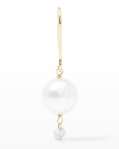 Persée Women's 18k Yellow Gold, Cultured Pearl & Diamond Single Drop Earring In White