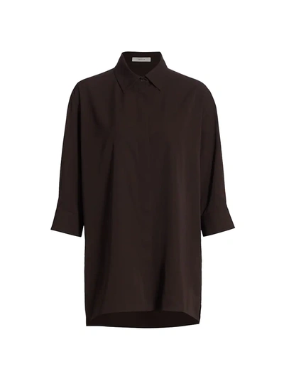 The Row Elada Button-down Shirt In Smokey Brown