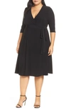 Kiyonna Essential Wrap Dress In Black Noir